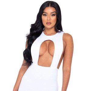 White Cutout High Neck Mini Dress - Sexy Cocktail Mini Dress - Clubwear Dress
